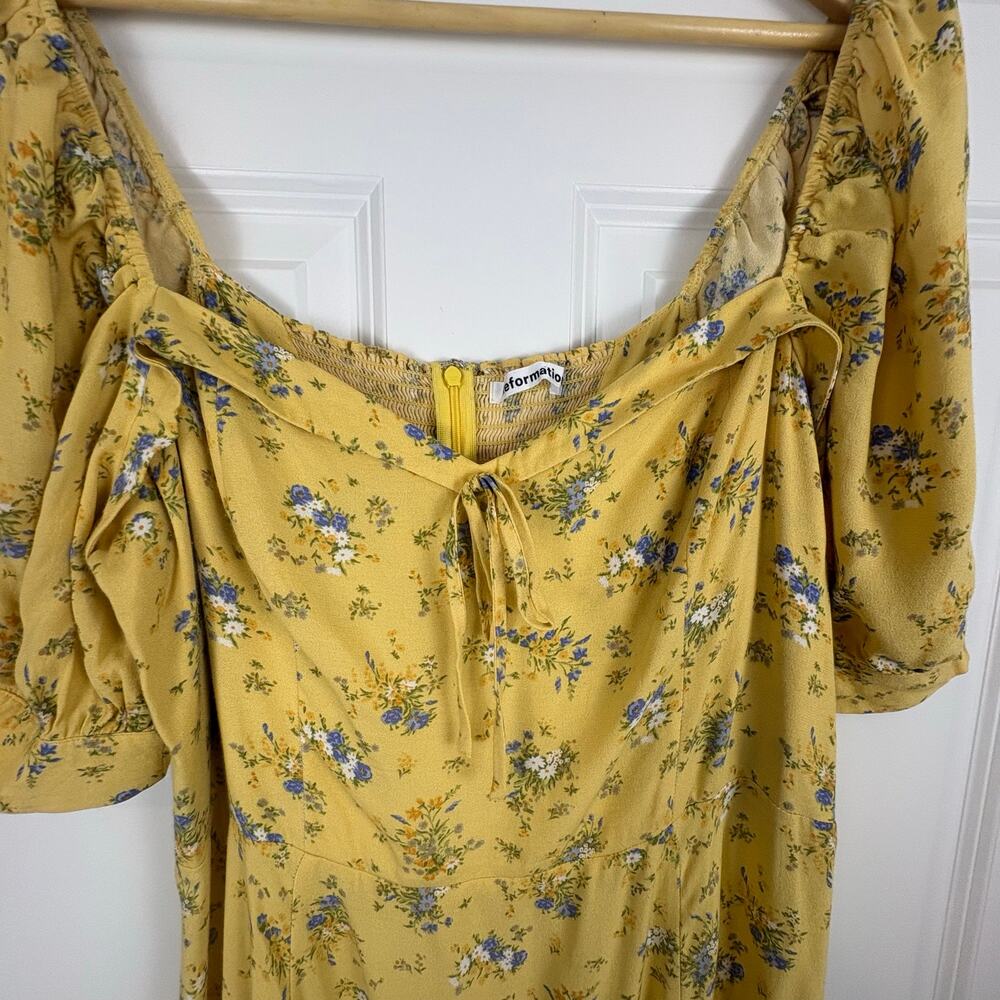 Reformation Lillet Dress Yellow Felicity Floral Puff Sleeves A Line Tie Front 14 - Picture 6 of 11